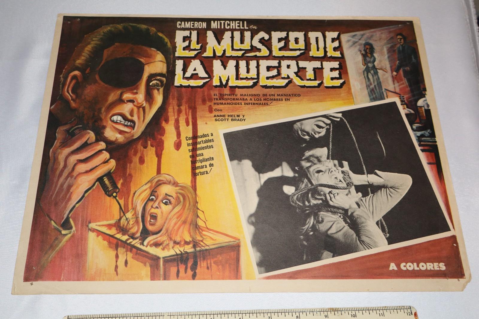 1969 Nightmare in Wax Original Movie Mexican Lobby Card Horror 60s Museum Bloody