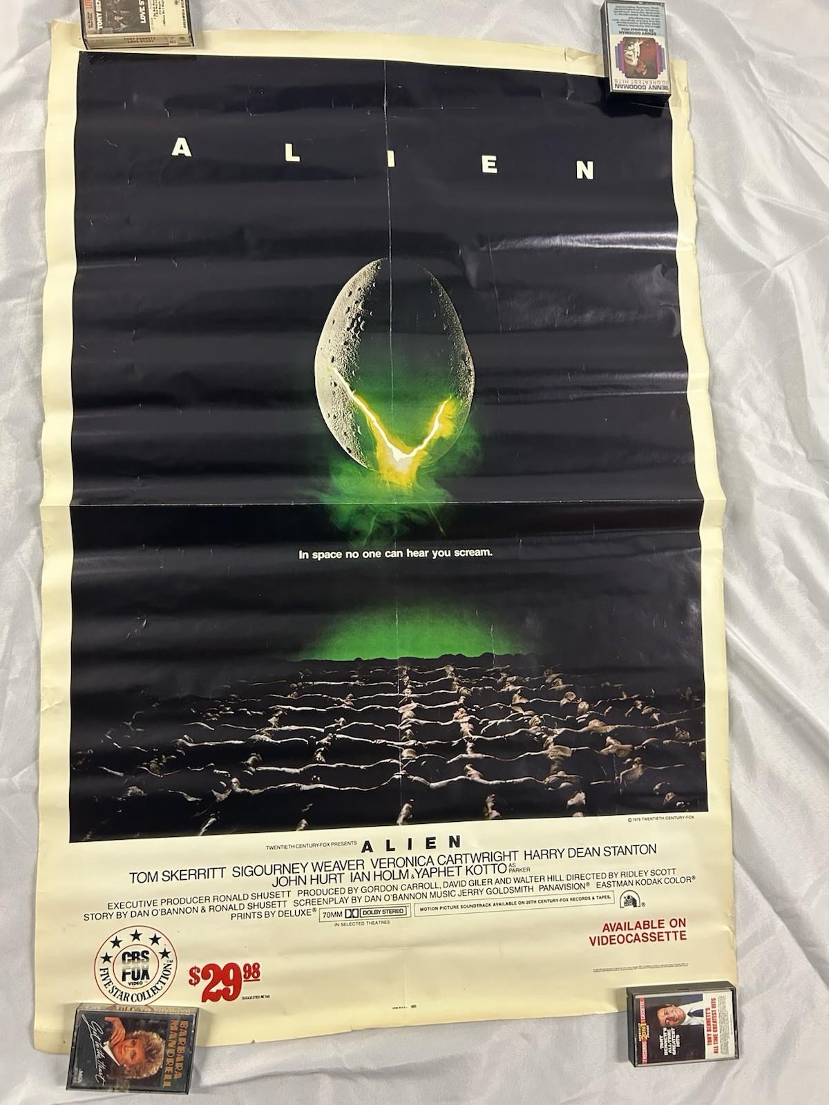 Alien (1979) 1986 Original Movie Store Promo Poster Available VHS 41x27 Rolled