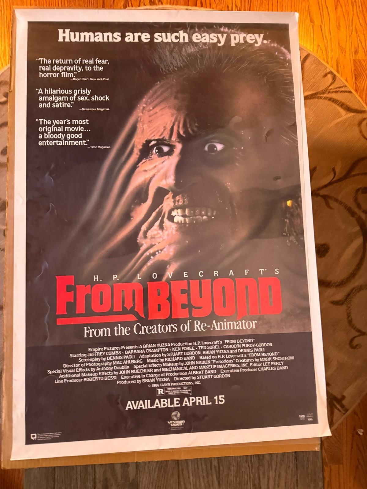 VINTAGE 1987 FROM BEYOND Original Studio MOVIE POSTER  27x41 SCI FI