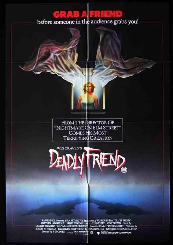 DEADLY FRIEND 1986 Wes Craven RARE ORIGINAL 1 sheet Movie poster
