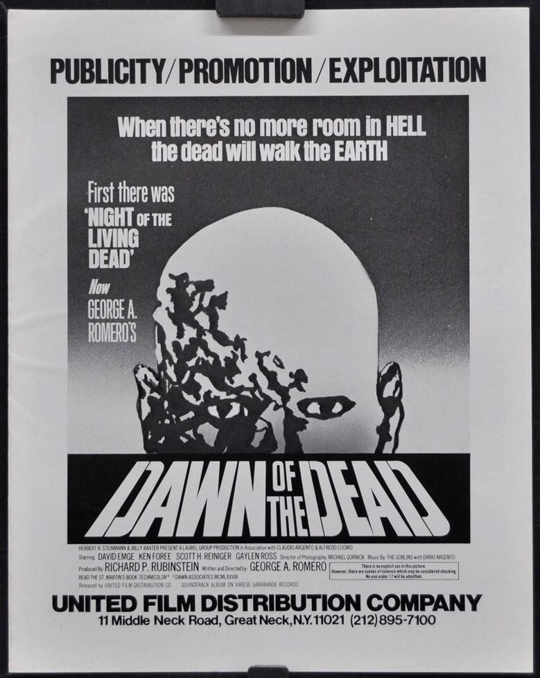 Dawn Of The Dead 1979 ORIGINAL 11X14 UNCUT & UNFOLDED PRESSBOOK & AD SUPPLEMENT