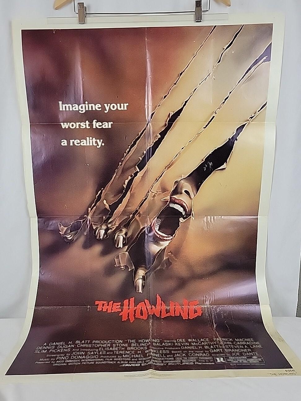 Vintage 1981 Original "The Howling" Horror Movie Poster 41"x27" PLEASE READ