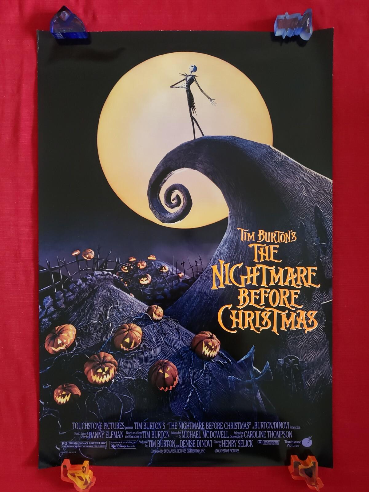 THE NIGHTMARE BEFORE CHRISTMAS *1993 ORIGINAL MOVIE POSTER DS 27X40 HALLOWEEN NM
