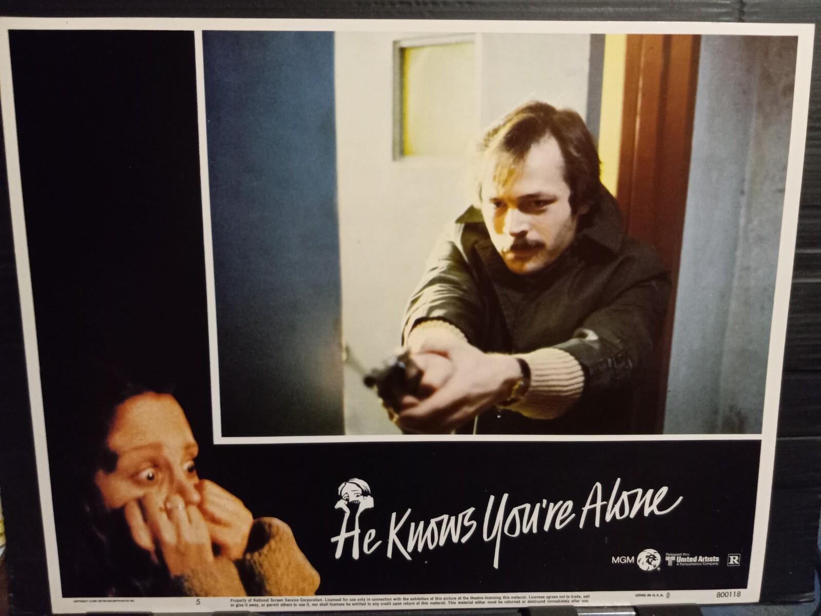 Lobby Card 1980 HE KNOWS YOU'RE ALONE Lewis Arlt gun on serial killer