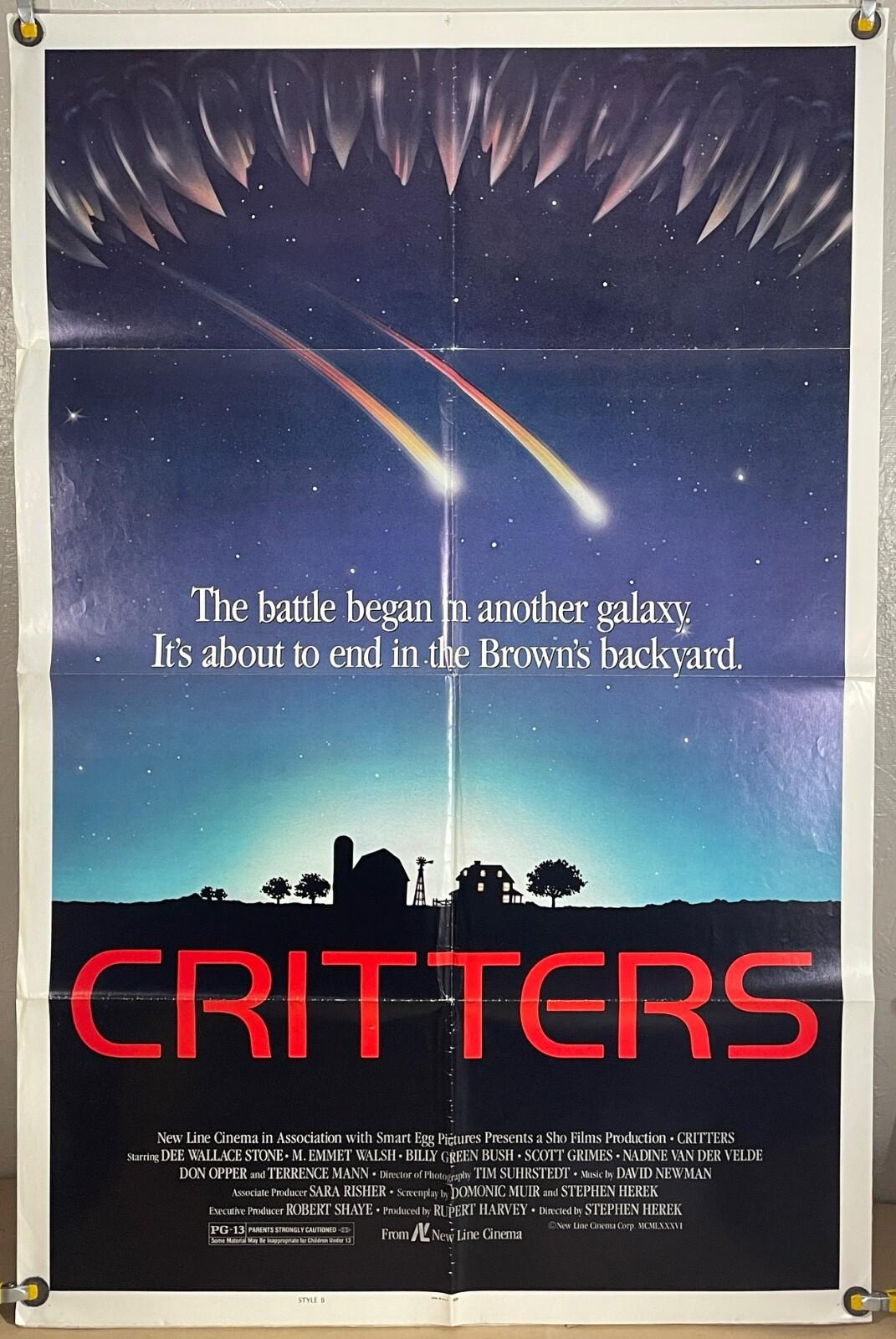 CRITTERS FF ORIGINAL ONE SHEET MOVIE POSTER DEE WALLACE M. EMMET WALSH (1986)