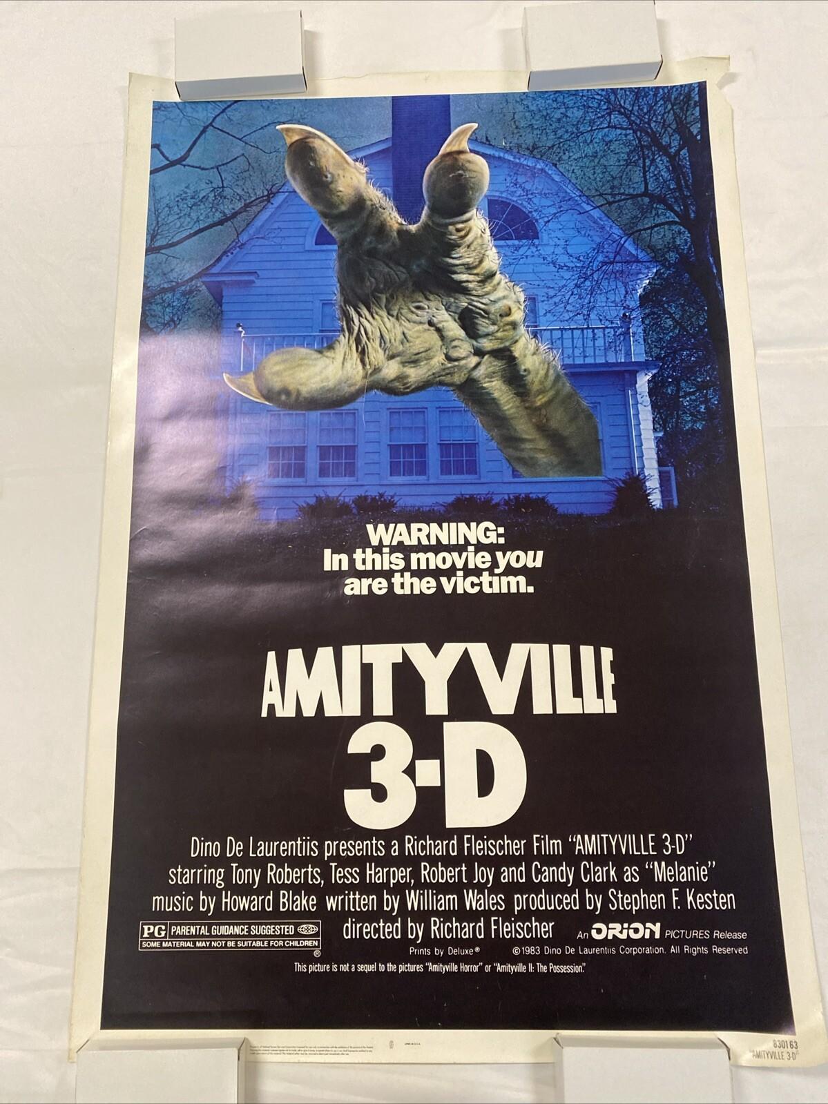 ROLLED 1983 AMITYVILLE 3D ORIGINAL US ONE SHEET MOVIE POSTER 27x41 MONSTERS