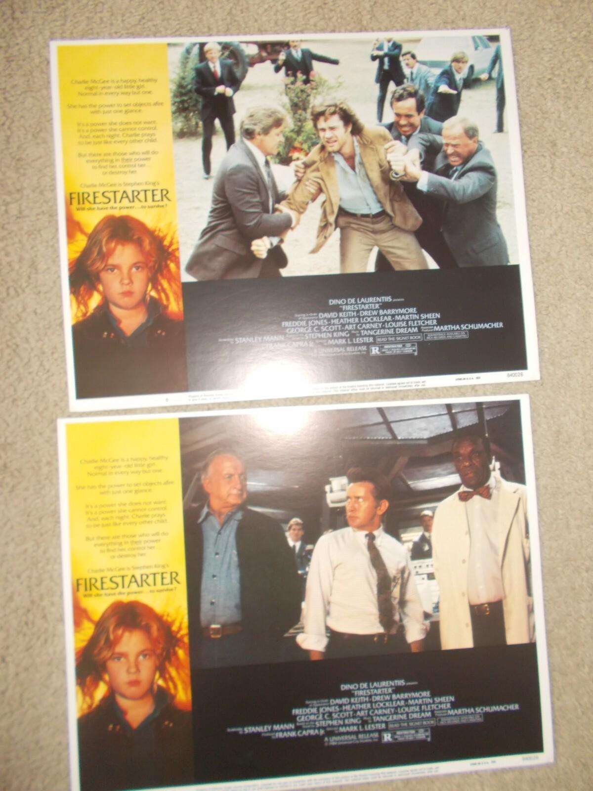 FIRESTARTER ORIGINAL 1984 STEPHEN KING SET OF (3) LOBBY CARDS 11"X14" IN VG
