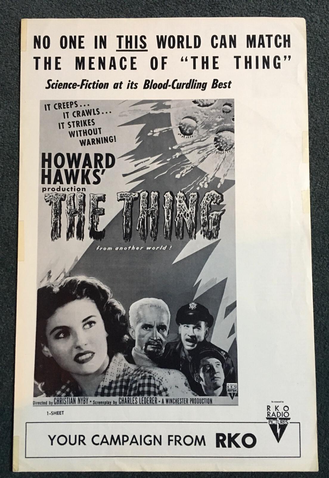 Howard Hawks' THE THING FROM ANOTHER WORLD 1957R ORIGINAL UNCUT HORROR PRESSBOOK
