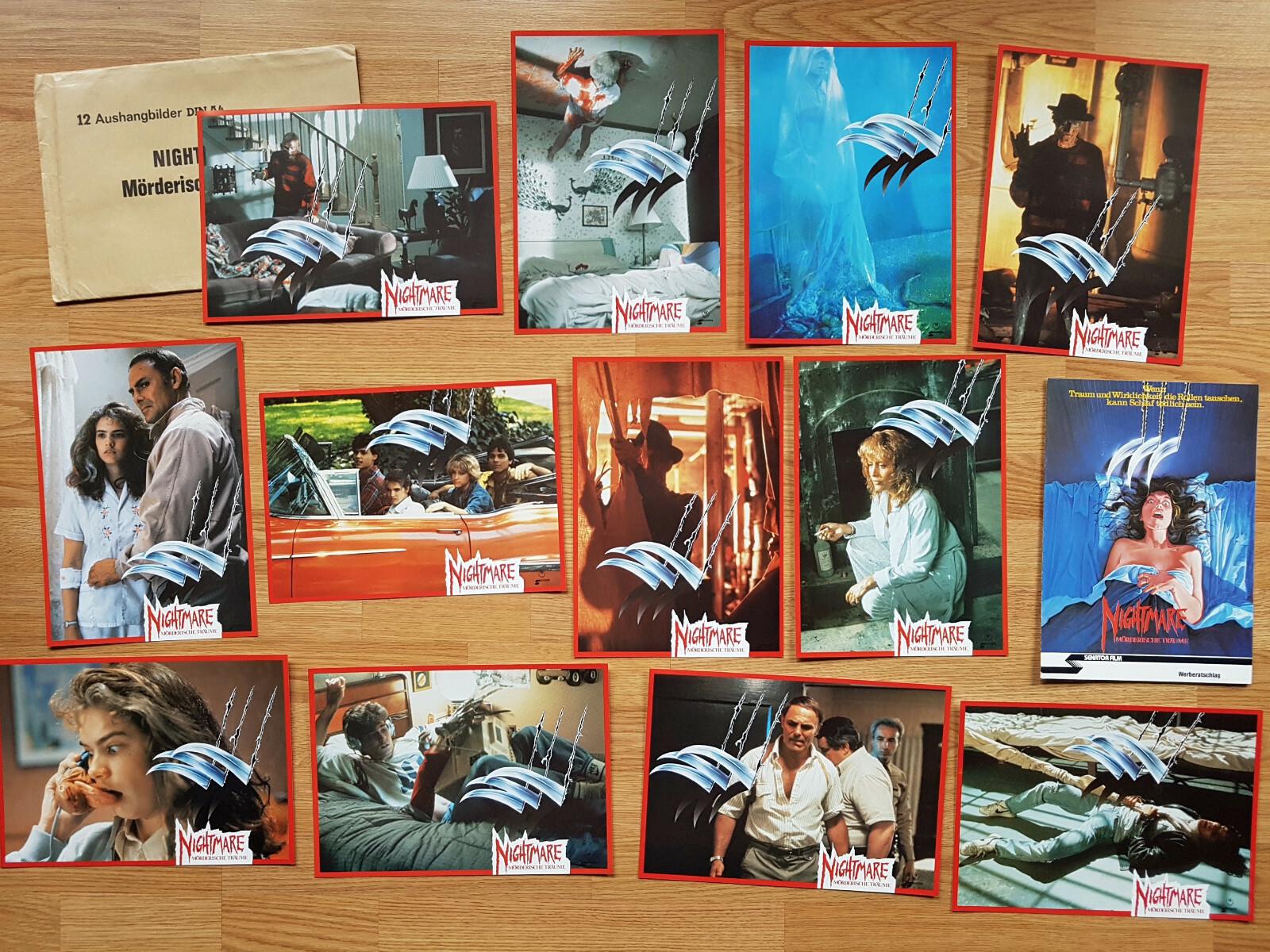 Wes Craven NIGHTMARE ON ELM STREET 12 rare German lobby cards '84 FREDDY KRUEGER