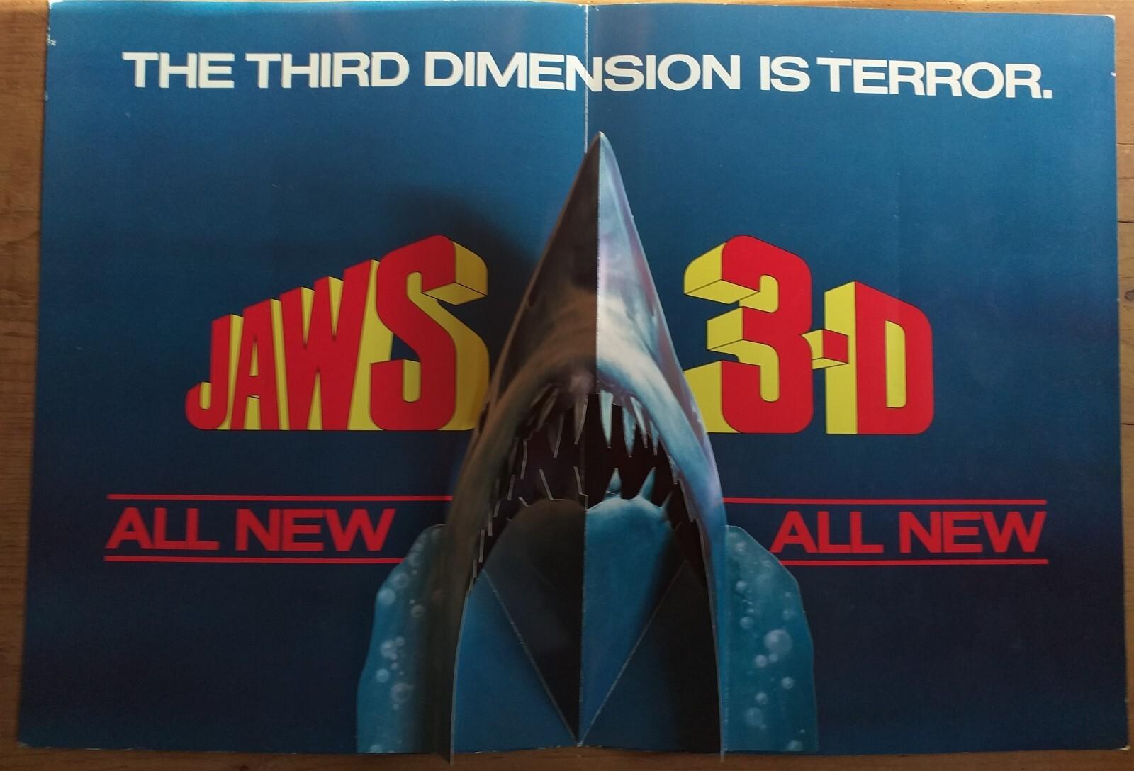 Jaws 3-D (1983), Dennis Quaid, Lot 2 Amazing Pop-Up Pressbook #232
