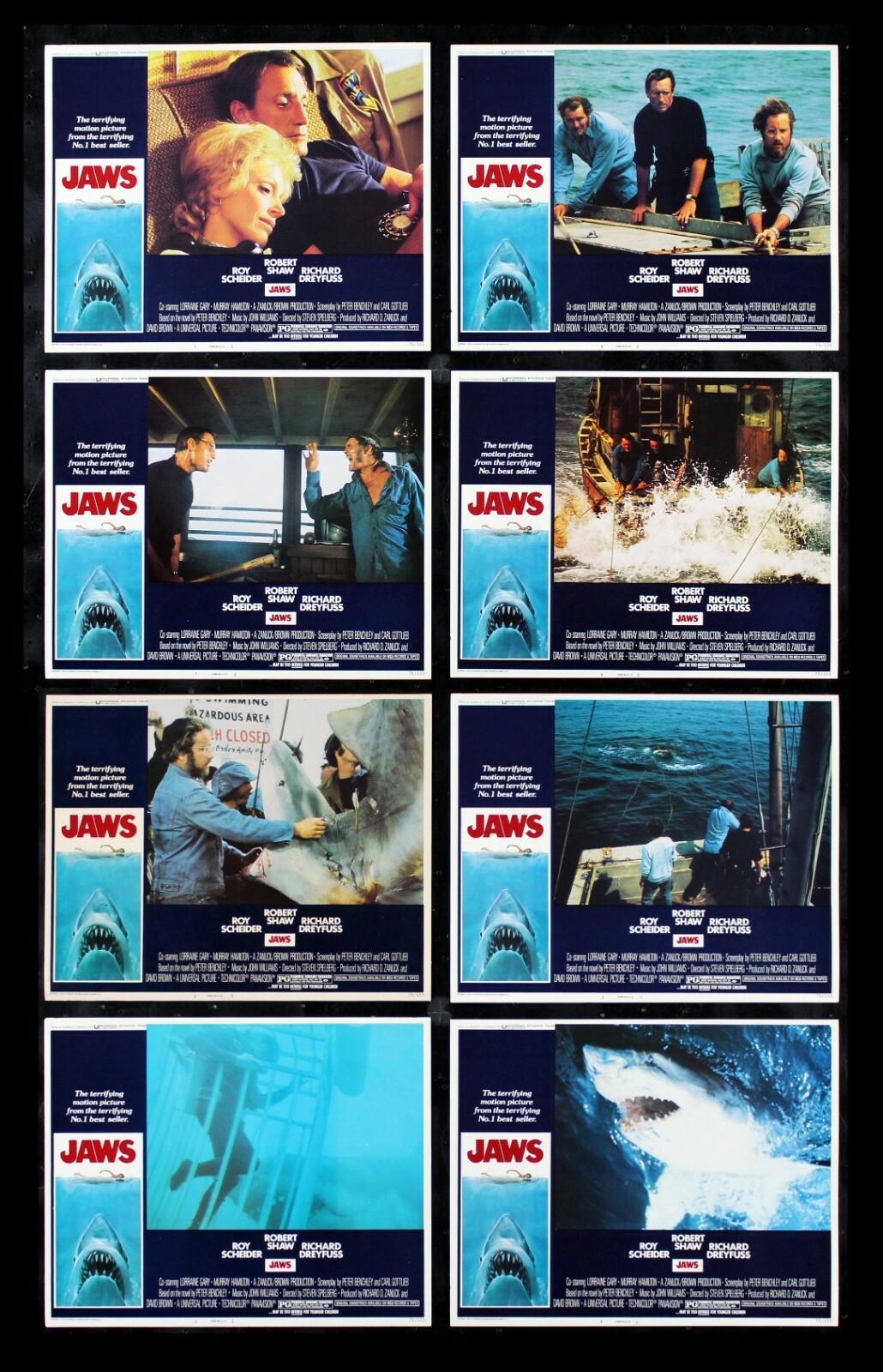 JAWS ✯ CineMasterpieces ORIGINAL MOVIE POSTER LOBBY CARD SET SHARK HORROR 1975