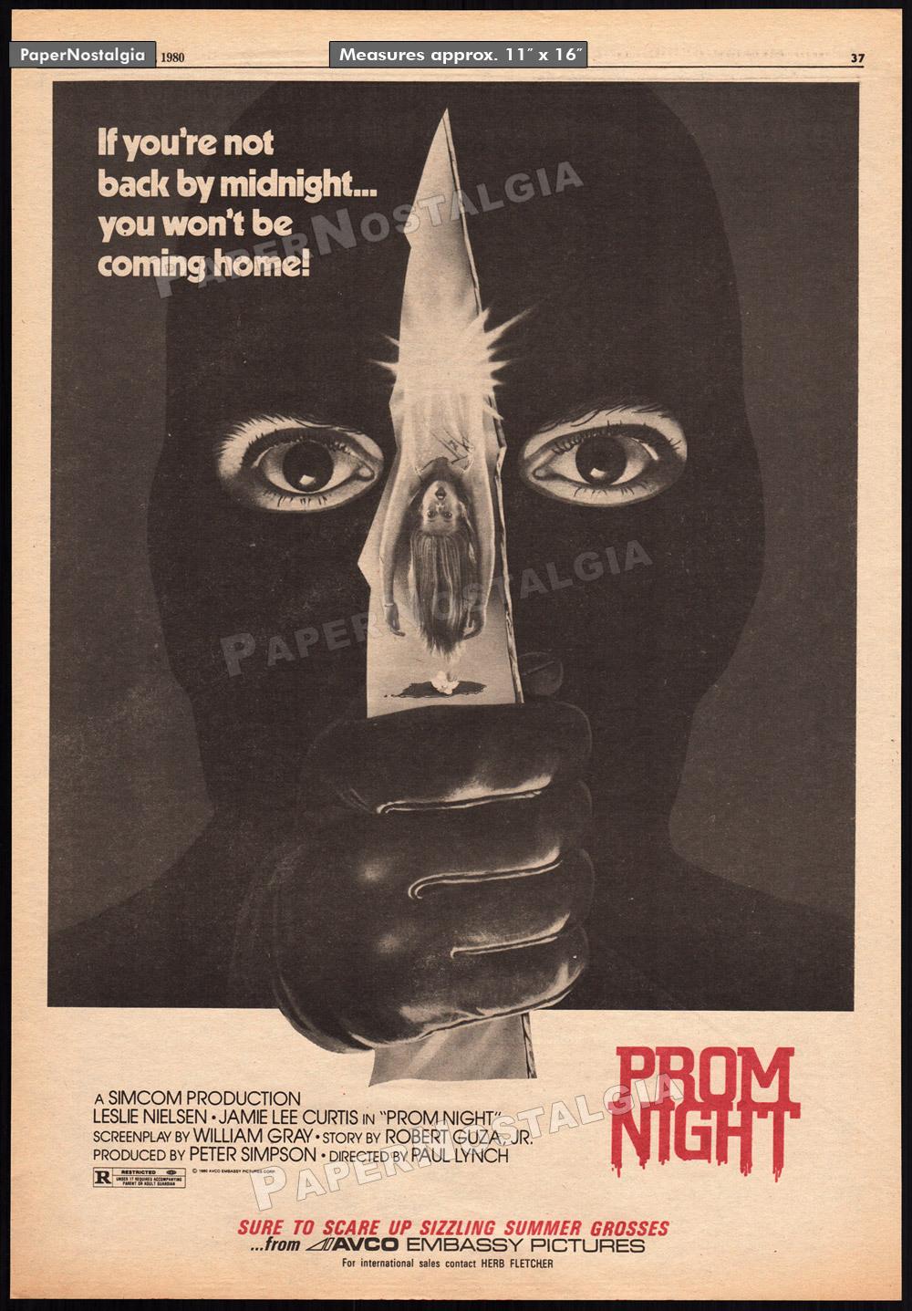 PROM NIGHT - Original 1980 Trade AD promo / poster _ Jamie Lee Curtis _ horror
