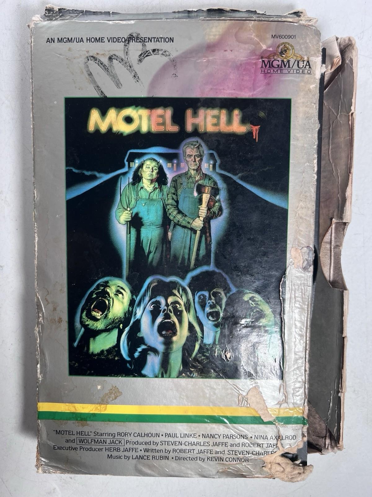 MOTEL HELL Big Box Clamshell VHS Rare Hard to Find 80s Slasher Horror MGM