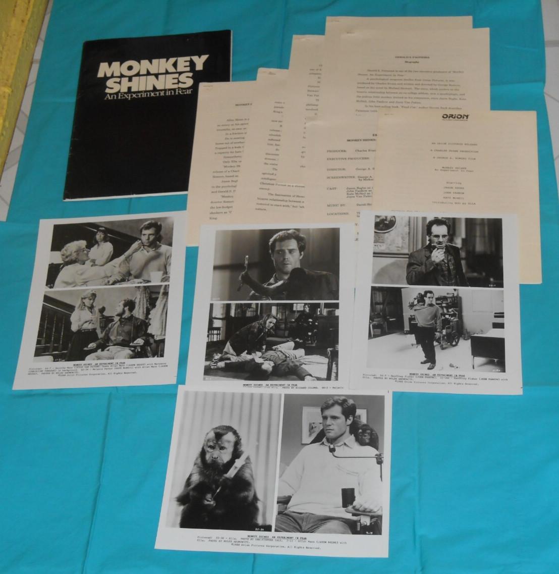 original MONKEY SHINES: AN EXPERIMENT IN FEAR PRESS KIT