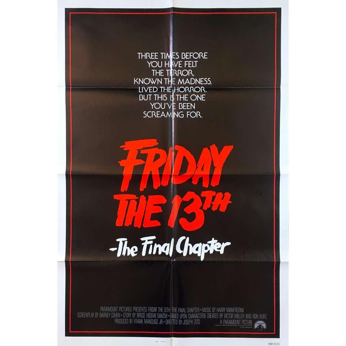 FRIDAY THE 13TH THE FINAL CHAPTER Original Movie Poster  - 27x41 in. - 1984 - Jo