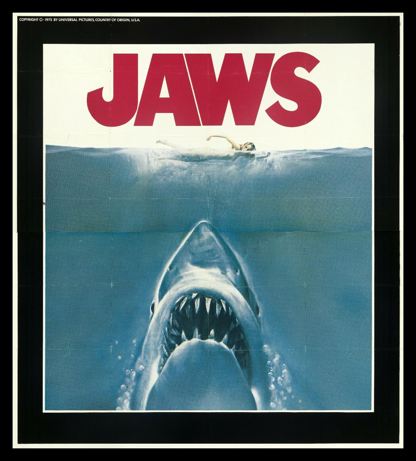 JAWS 💥 CineMasterpieces RARE HUGE SHARK HORROR 7SH ORIGINAL 1975 MOVIE POSTER