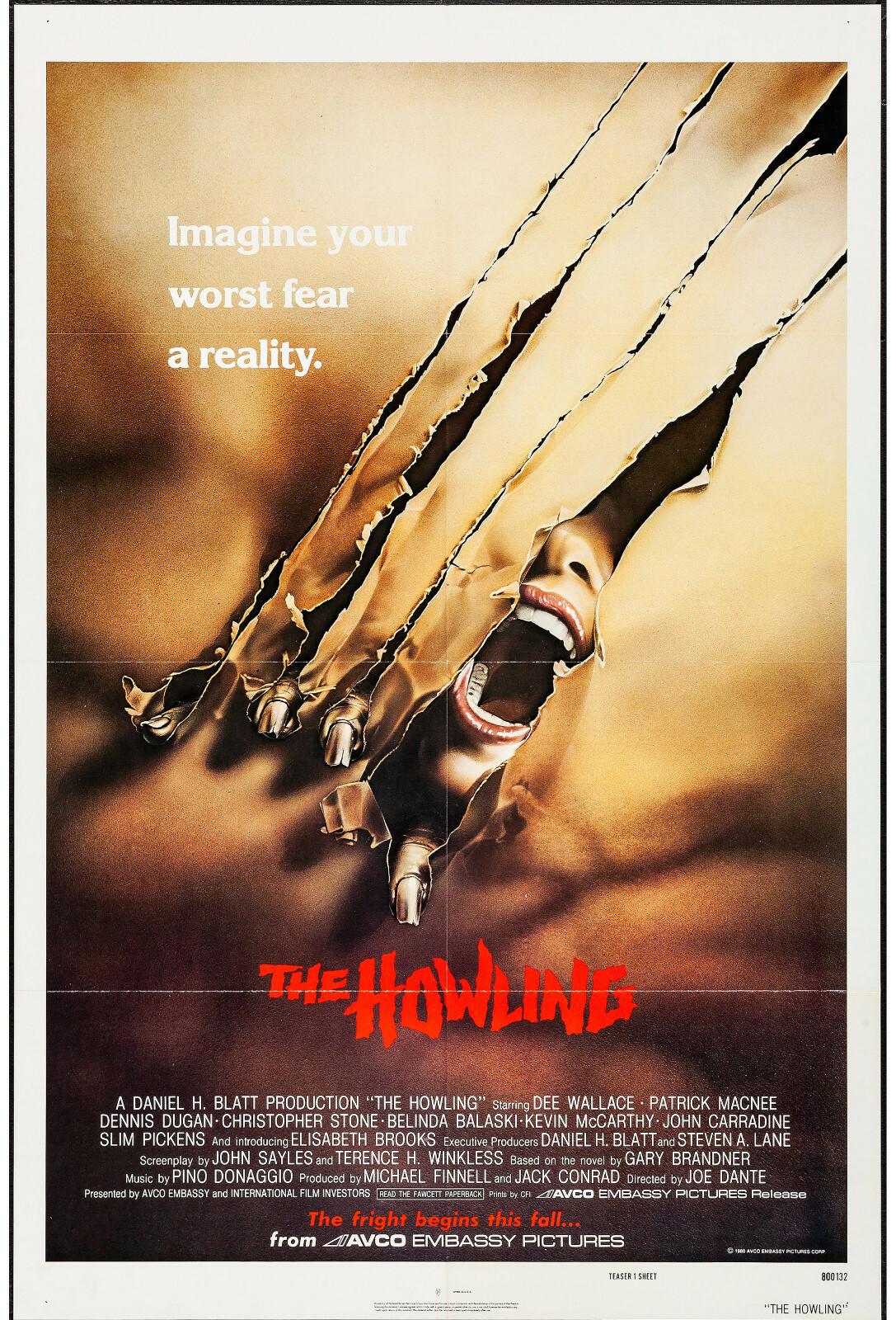 THE HOWLING original 1981 teaser one sheet movie poster JOE DANTE/DEE WALLACE
