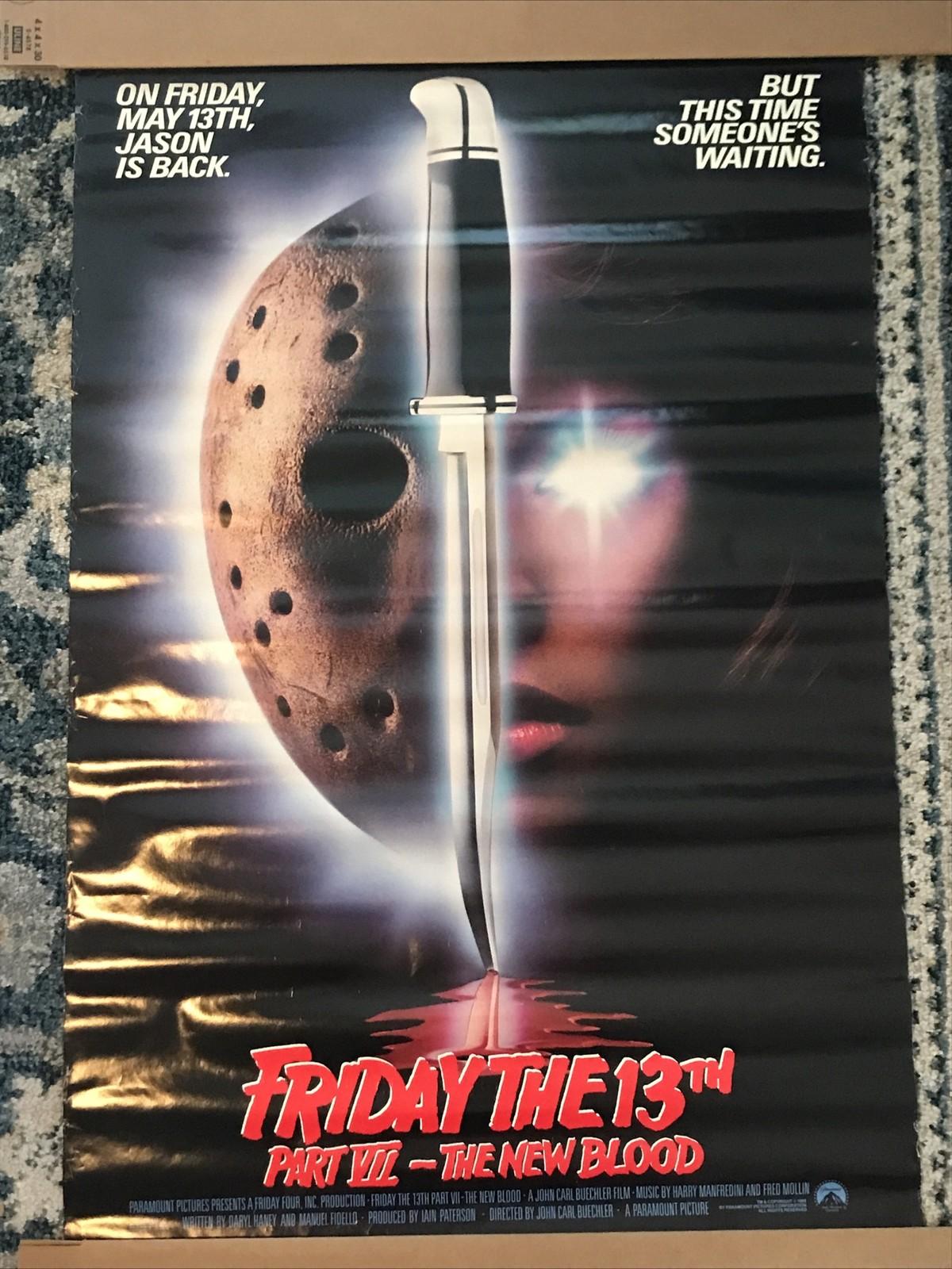 VTG  FRIDAY THE 13th/ Part VII New Blood”Rolled Movie Poster 1988 Original