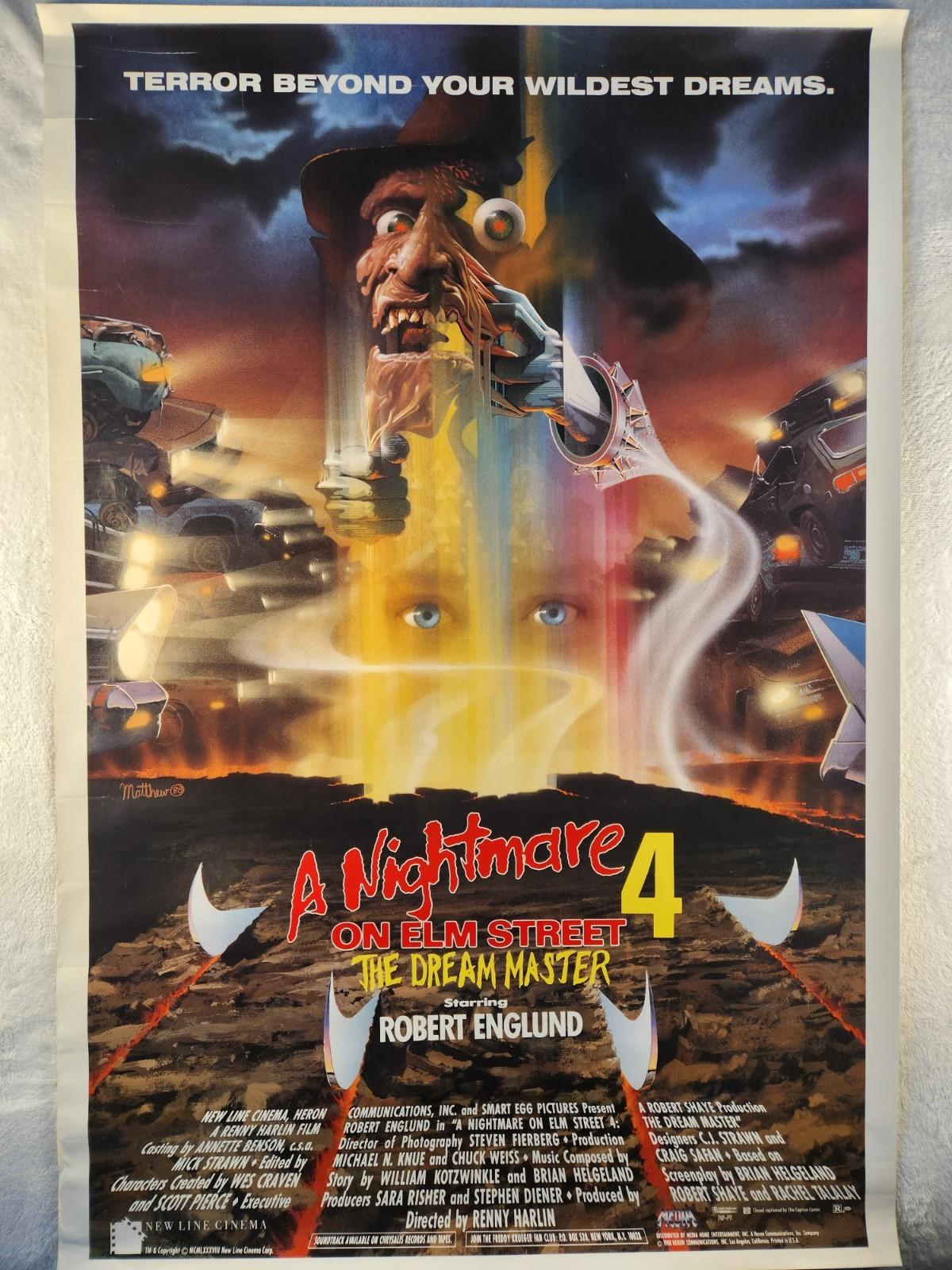 A Nightmare On Elm Street 4 Original Movie Poster 40x27 The Dream Master Freddy