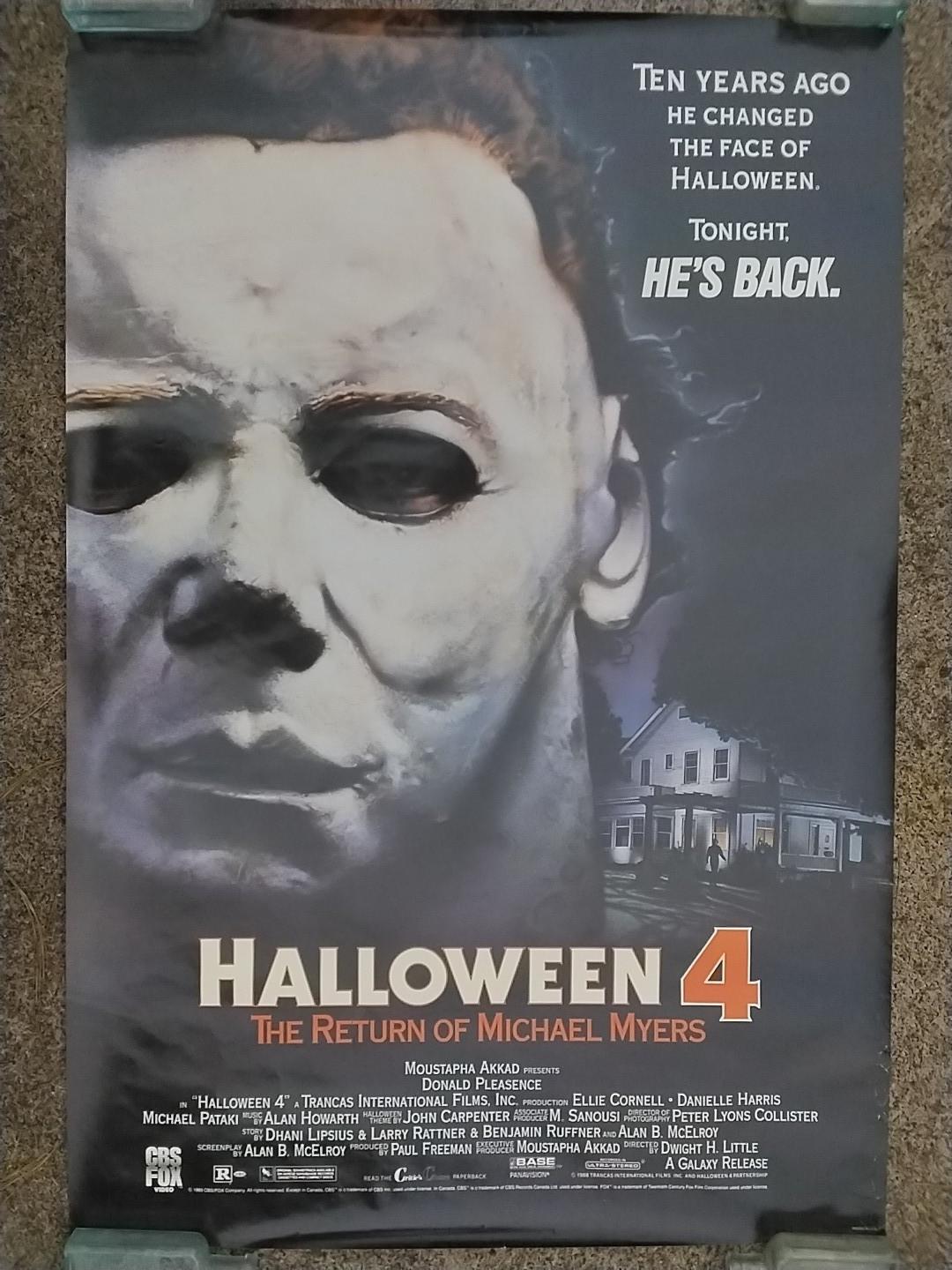 ORIGINAL HALLOWEEN 4 THE RETURN OF MICHAEL MYERS FOX VIDEO STORE VHS POSTER