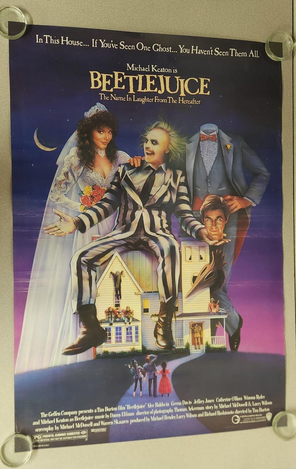 Vintage Original 1988 BEETLEJUICE One-sheet Movie Poster 27x41  Yellow Letters