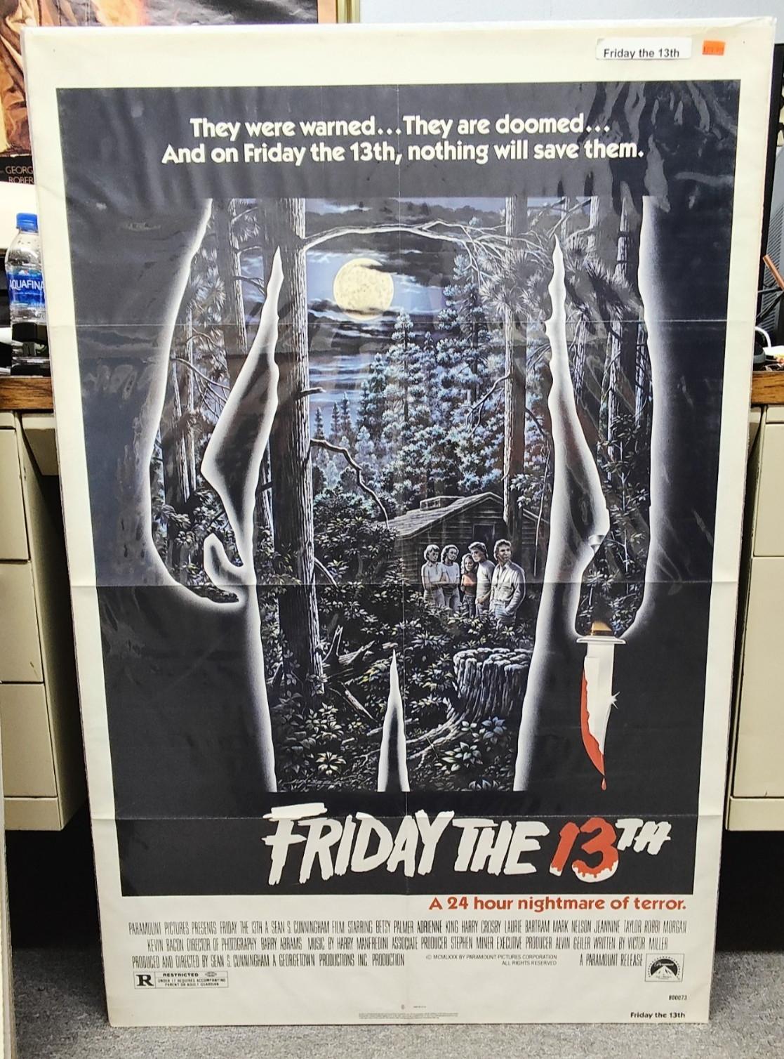 FRIDAY THE 13TH (1980) - ORIGINAL THEATRICAL ONE SHEET MOVIE POSTER - FOLDED GAU