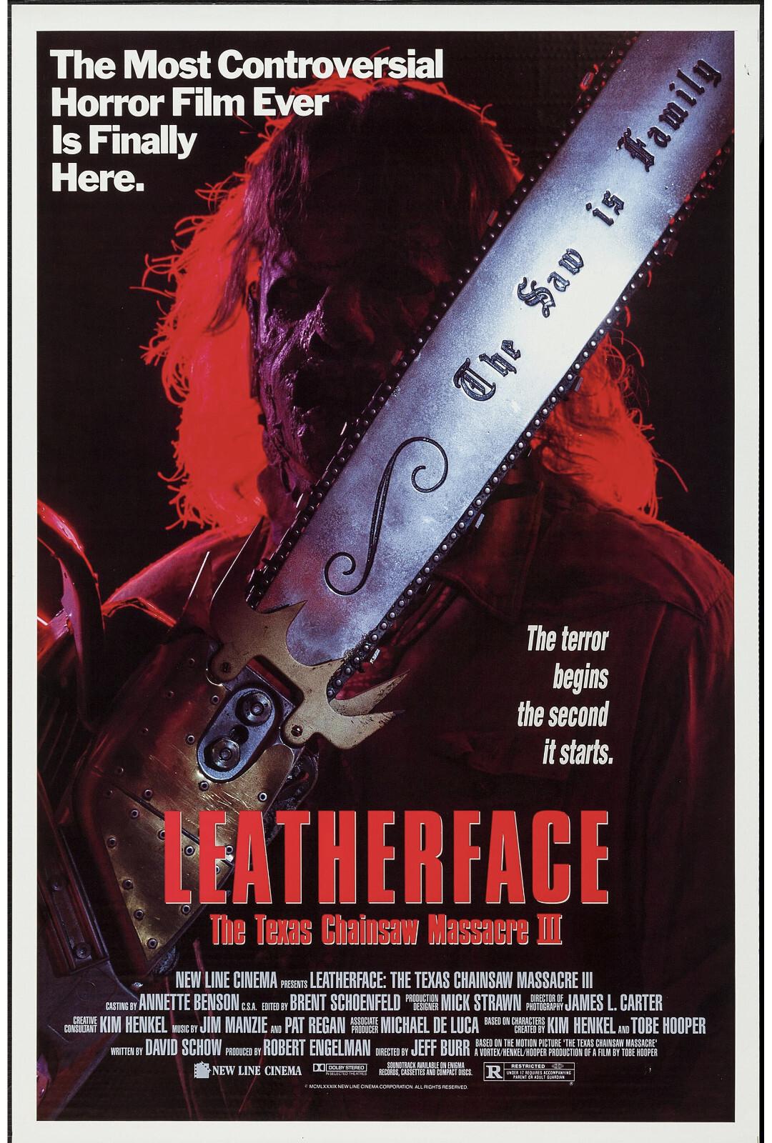 LEATHERFACE THE TEXAS CHAINSAW MASSACRE III/3 orig 1990 ROLLED one sheet poster