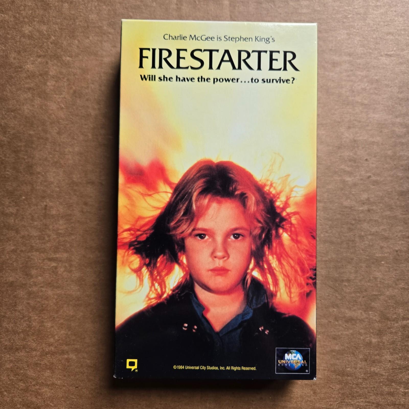 Firestarter ORIGINAL Stephen King 1984 Horror VHS Tape Drew Barrymore