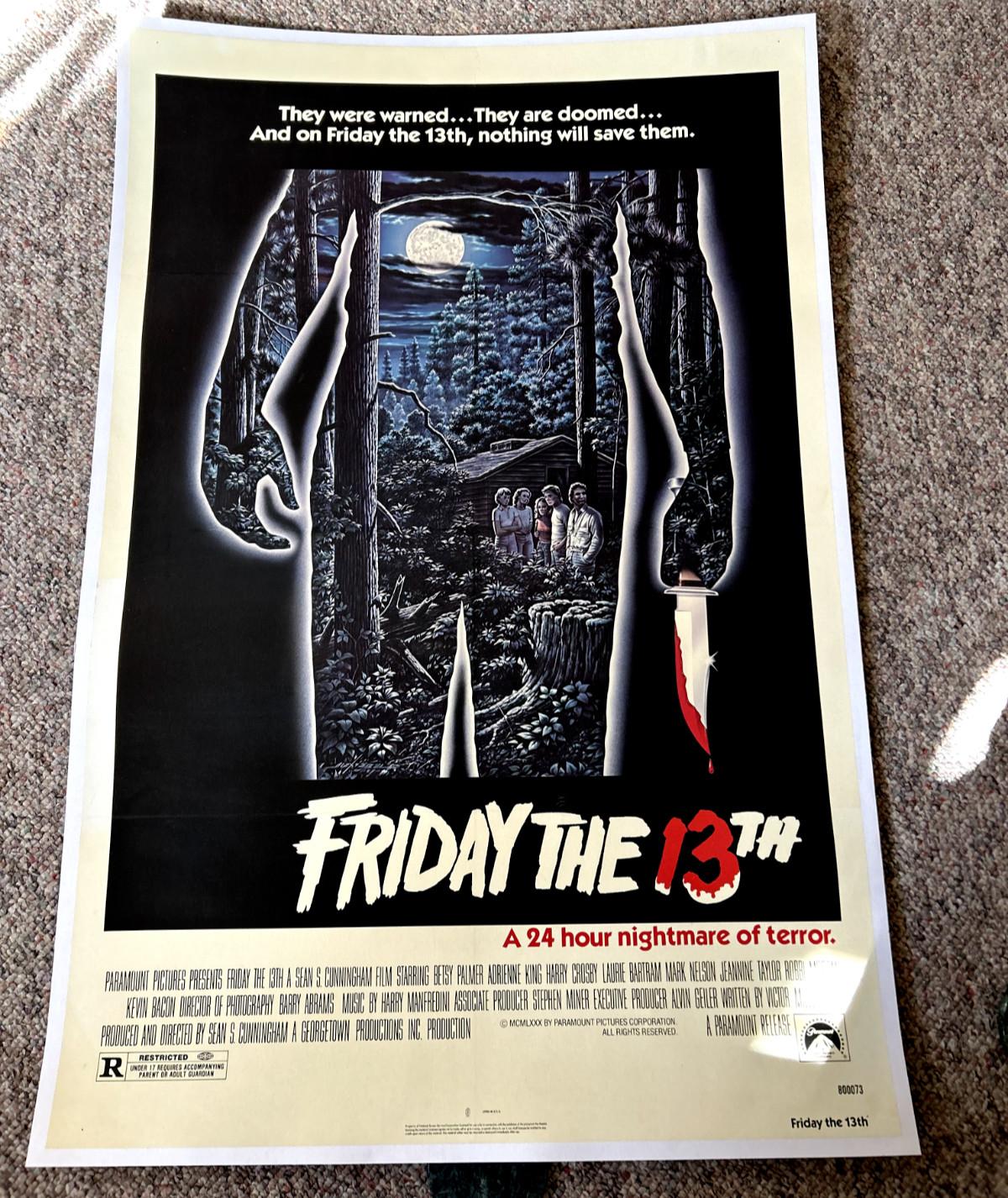 Friday the 13th Original Linen Backed Movie Poster 1980 One Sheet (27x41)