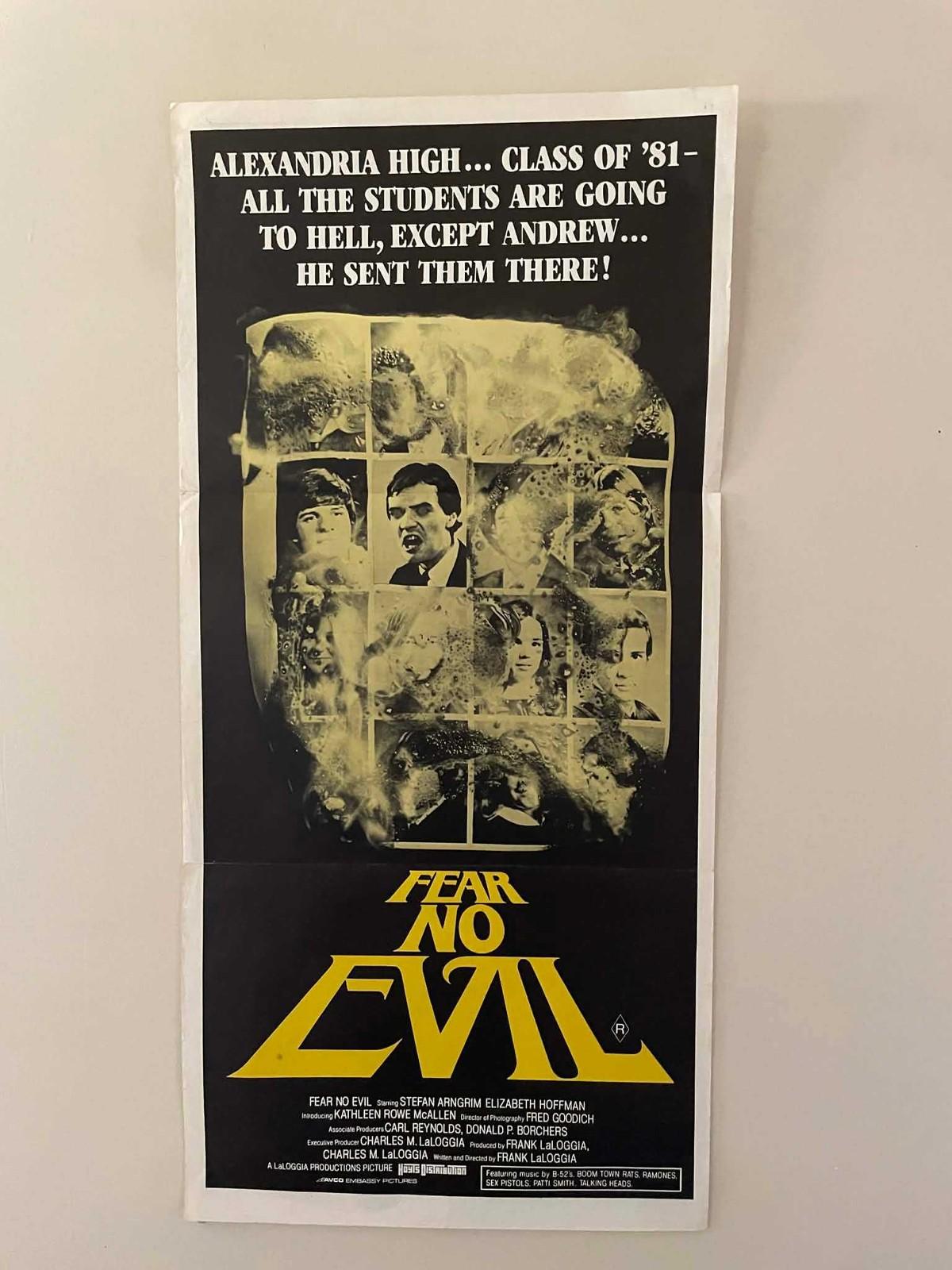 Fear No Evil Daybill Movie Poster 1981 Vintage Horror Folded  Original Very Good