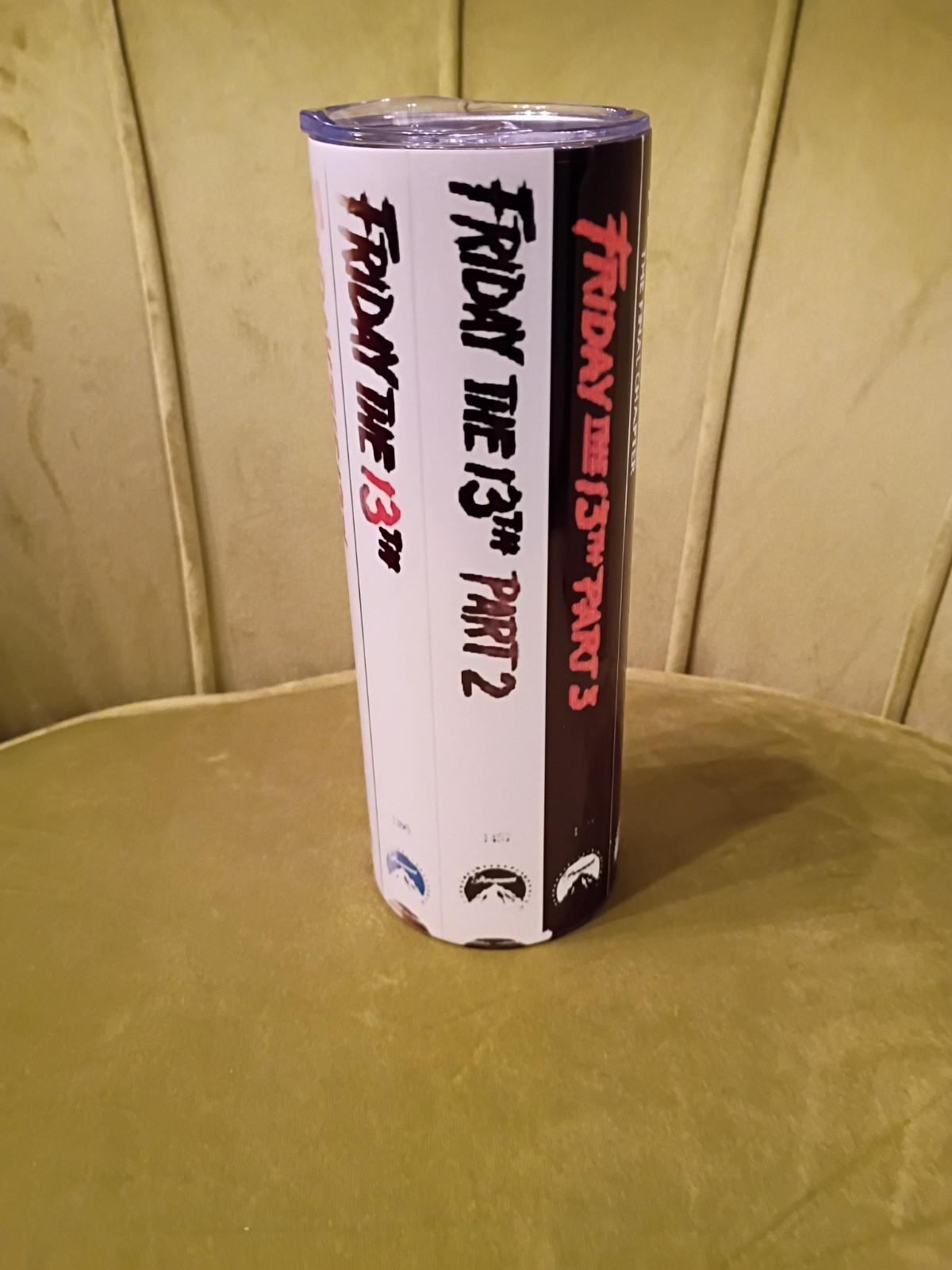 FRIDAY THE 13TH 1980 20 OZ STAINLESS STEEL TUMBLER RARE HORROR VHS