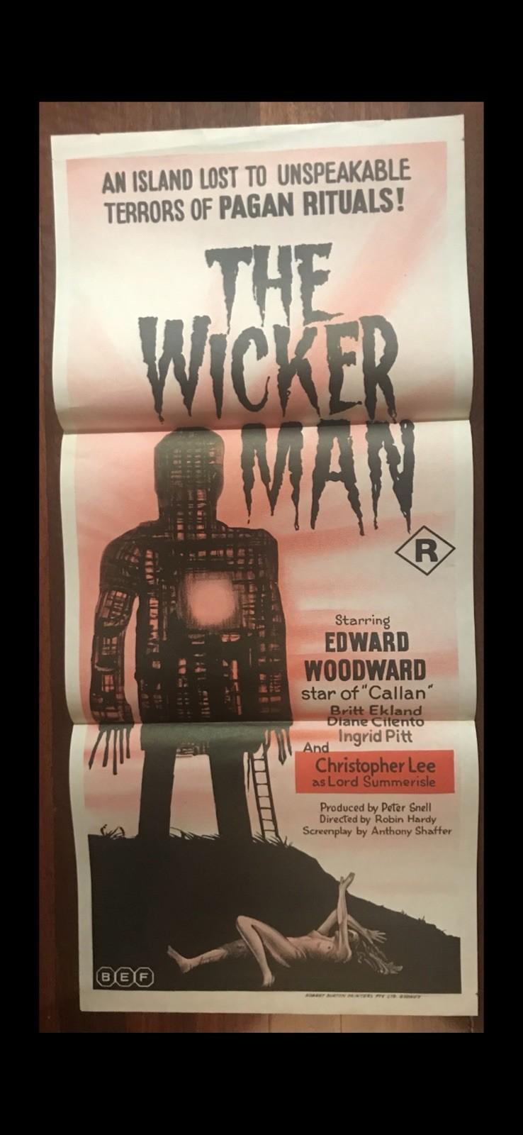 Aust. Daybill Movie Poster Horror 1973 The Wicker Man Christopher Lee