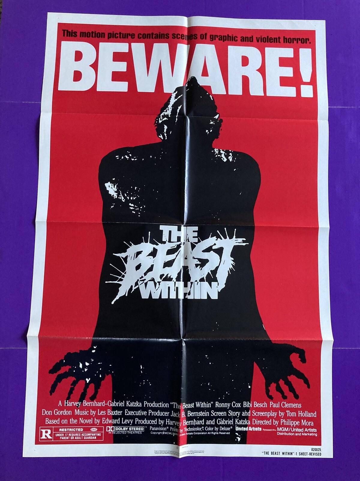 THE BEAST WITHIN 1982 ORIGINAL ONE SHEET MOVIE POSTER Ronny Cox, Bibi Besch