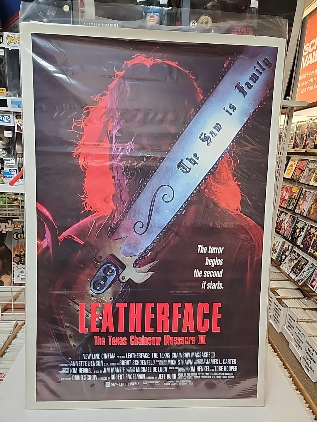 Leatherface Texas Chainsaw Massacre III 27x41 One Sheet Ken Foree Auto No COA 