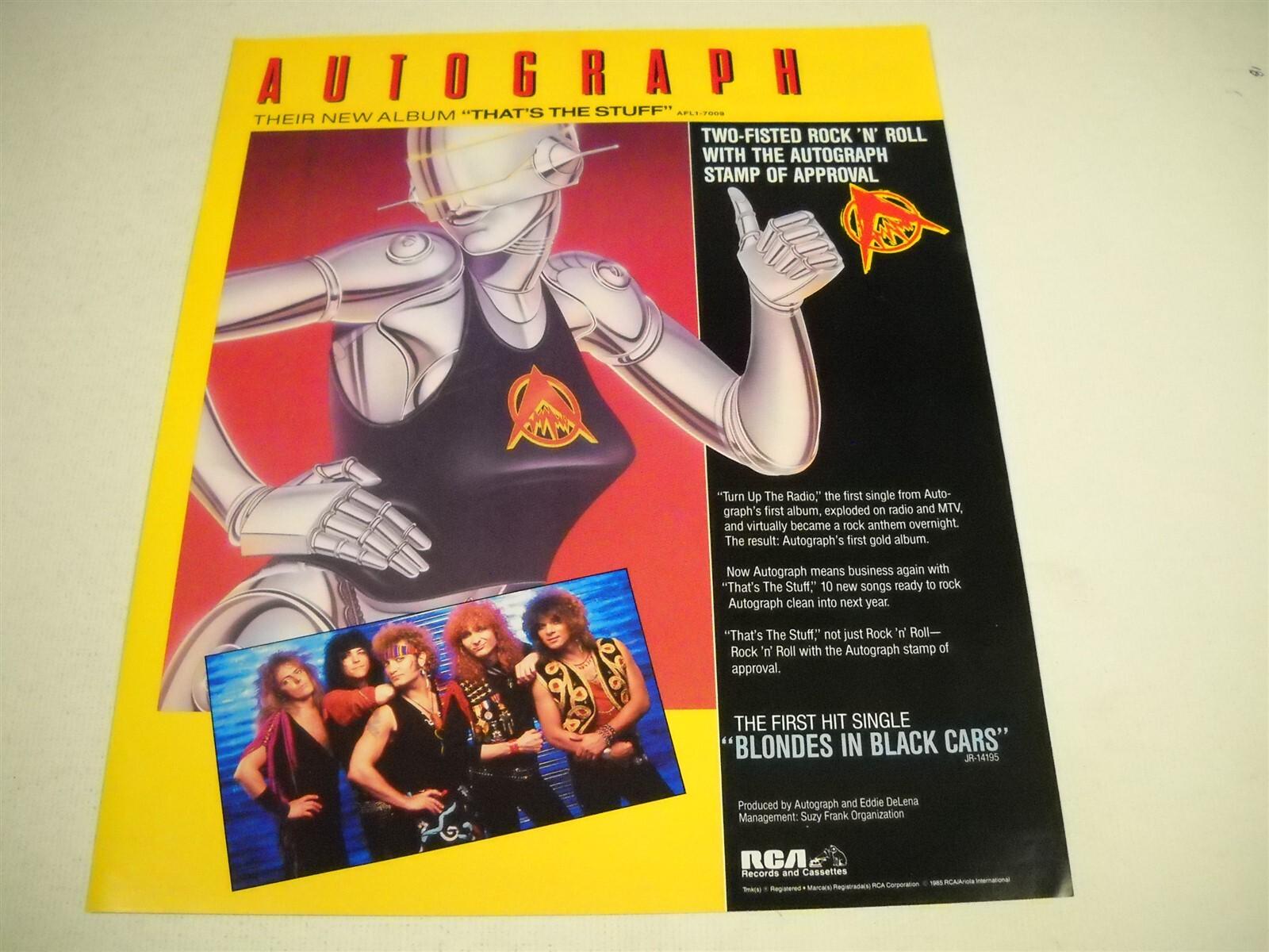 AUTOGRAPH Blondes In Black Cars - THAT'S THE STUFF original 1985 Promo Poster Ad