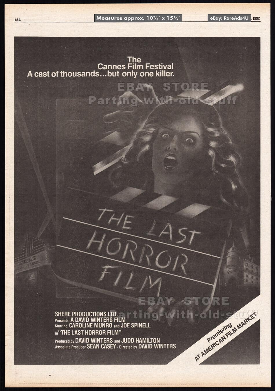 THE LAST HORROR FILM__Original 1982 Trade AD / poster_Joe Spinell_Caroline Munro