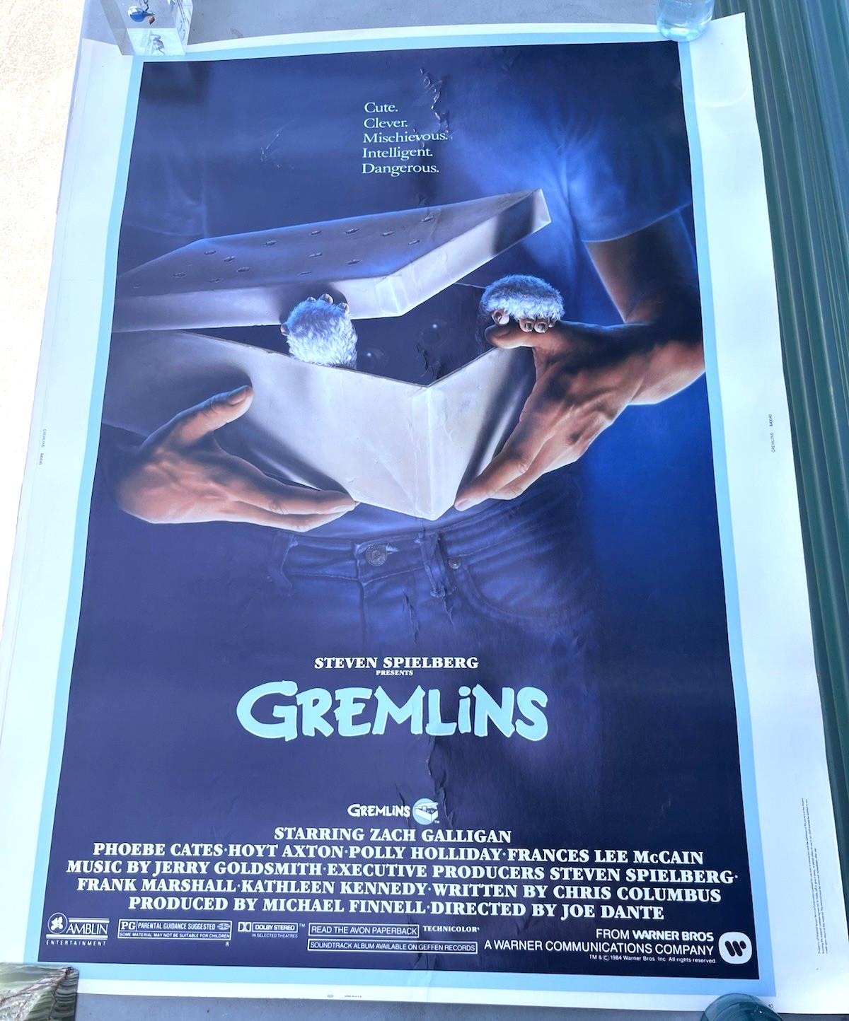 1984 Gremlins Original One Sheet Movie Theater Poster 30x40" Spielberg Rolled
