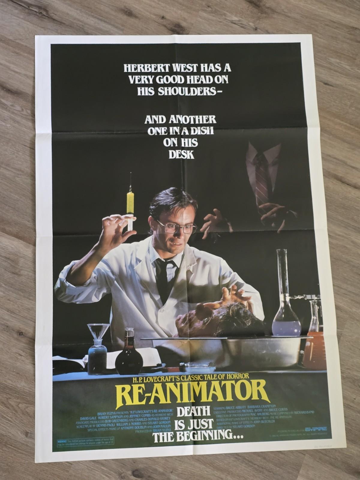 RE-ANIMATOR One Sheet Original Movie Poster Jeffery Combs SCIENTIST HORROR 1985