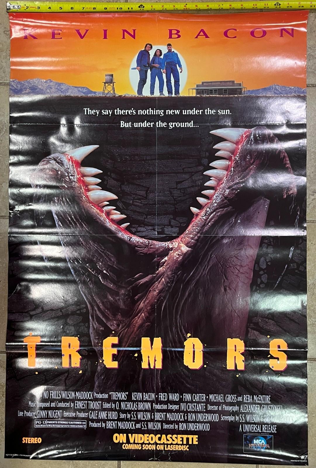 Vintage 1990 Tremors Horror Videocassette/Laserdisk Movie Poster 39"x27"