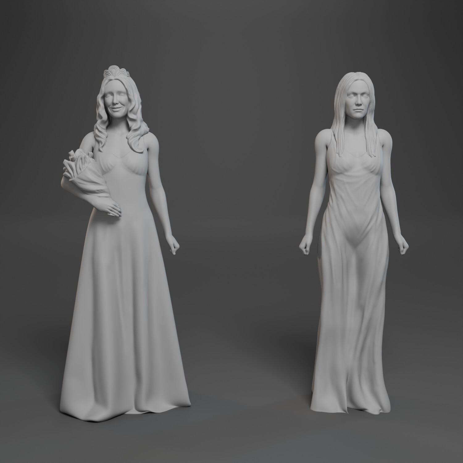 Carrie (1976 Movie) Sissy Spacek 3D printed 2 Figure Set 1:24 Scale