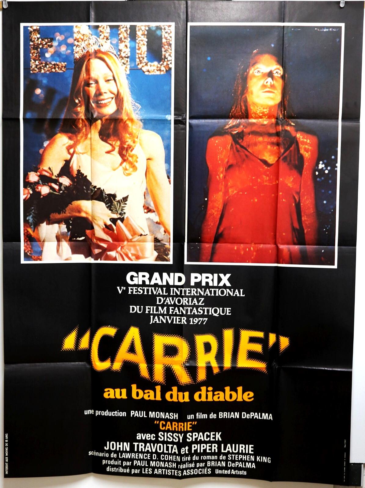 CARRIE - BRIAN DE PALMA 1976 Vintage French Original Movie Poster 116x156cm