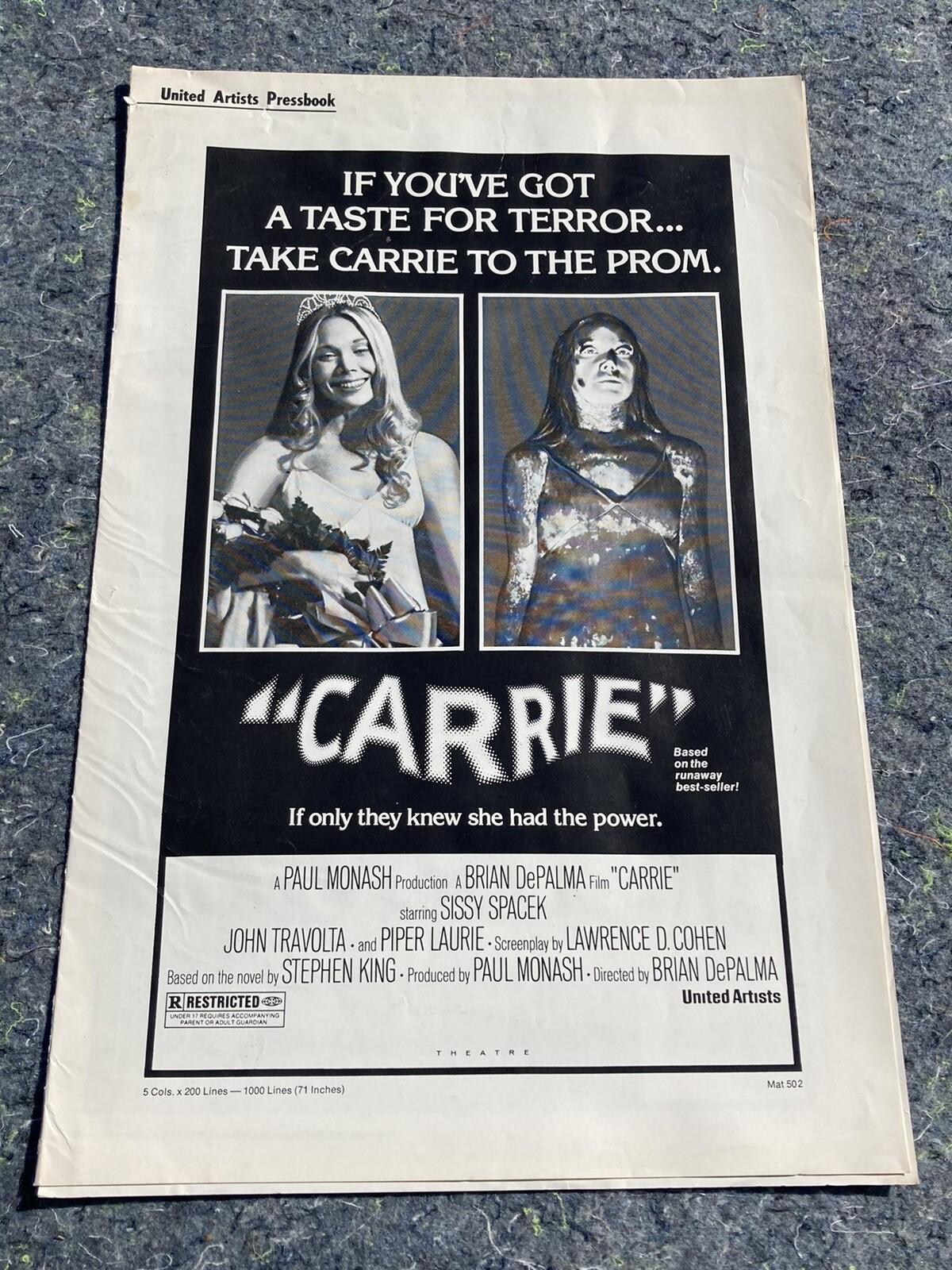 Original 1976 Carrie Complete Press Book *RARE*