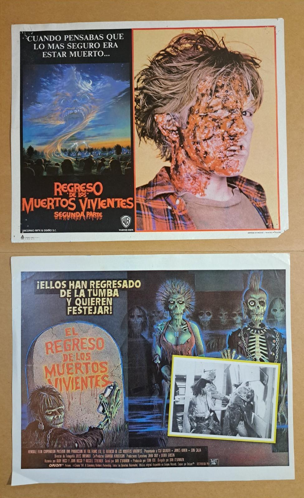RETURN OF THE LIVING DEAD 1 AND 2 MEXICAN LOBBY CARDS