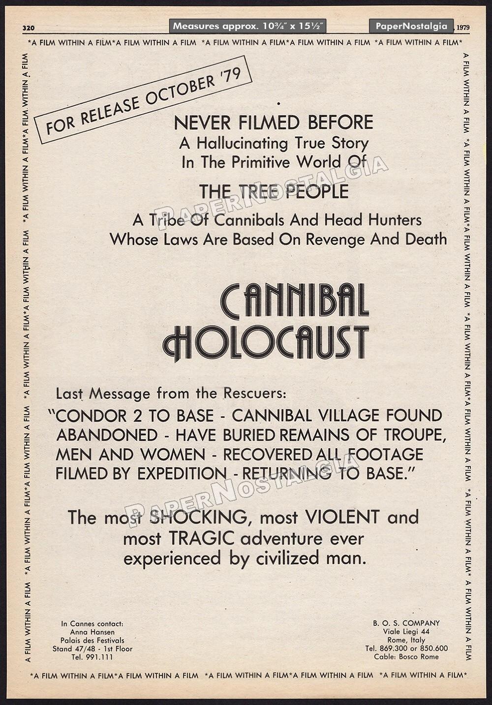 CANNIBAL HOLOCAUST - Original 1979 early Trade AD / poster _ Ruggero Deodato