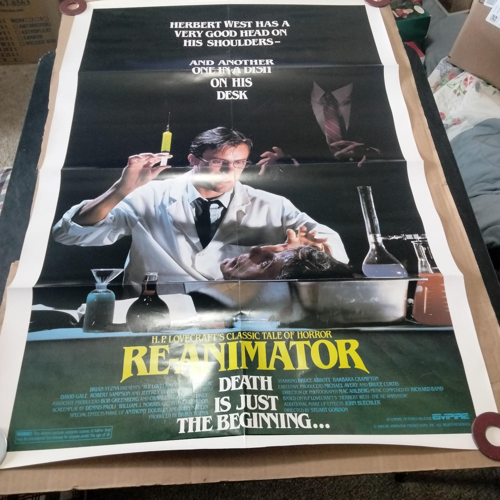 RE-ANIMATOR One Sheet Original Movie Poster Jeffery Combs SCIENTIST HORROR 1985