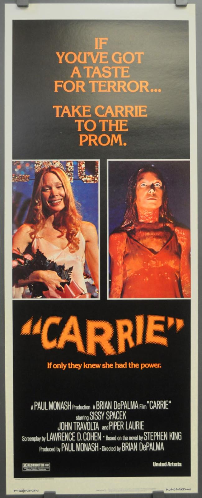 Carrie 1976 ORIGINAL 14X36 NM MOVIE POSTER JOHN TRAVOLTA SISSY SPACEK AMY IRVING