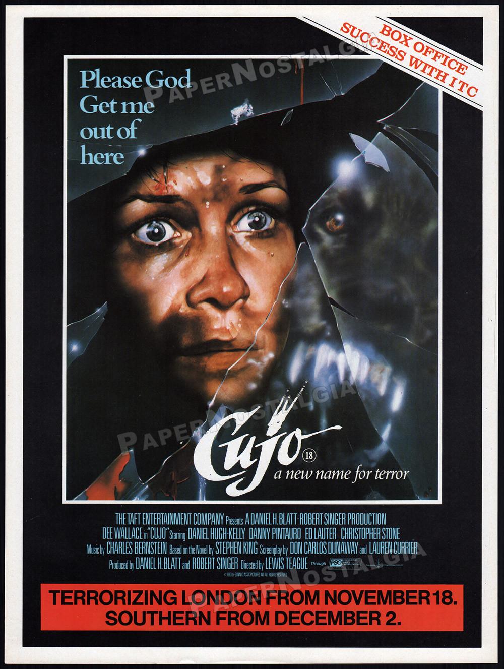 CUJO - Original 1983 Trade AD / poster / London promo_ Stephen King _ horror