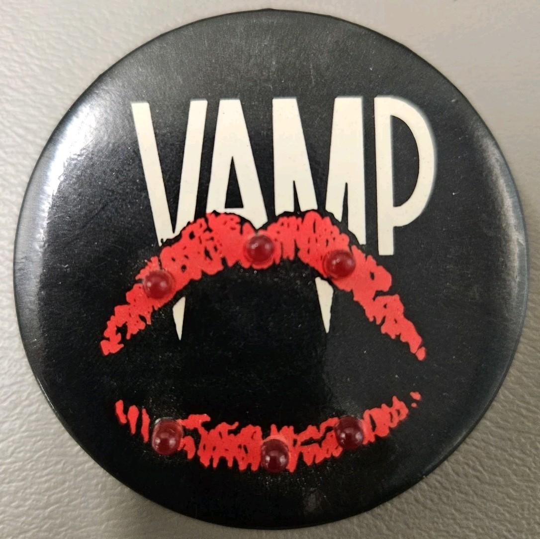 VAMP Pin Button (1986) VHS Grace Jones Chris Makepeace HORROR RARE Movie Promo