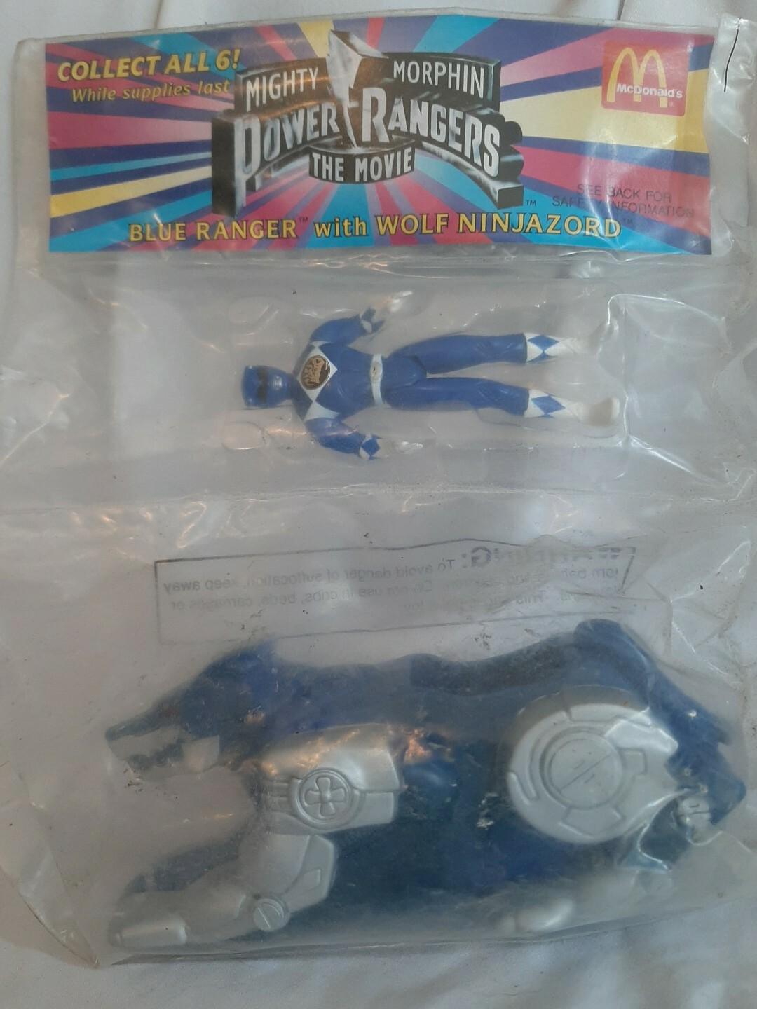 1994 Vintage McDonald's Mighty Morphin Power Rangers Blue with  Wolf Ninjazord