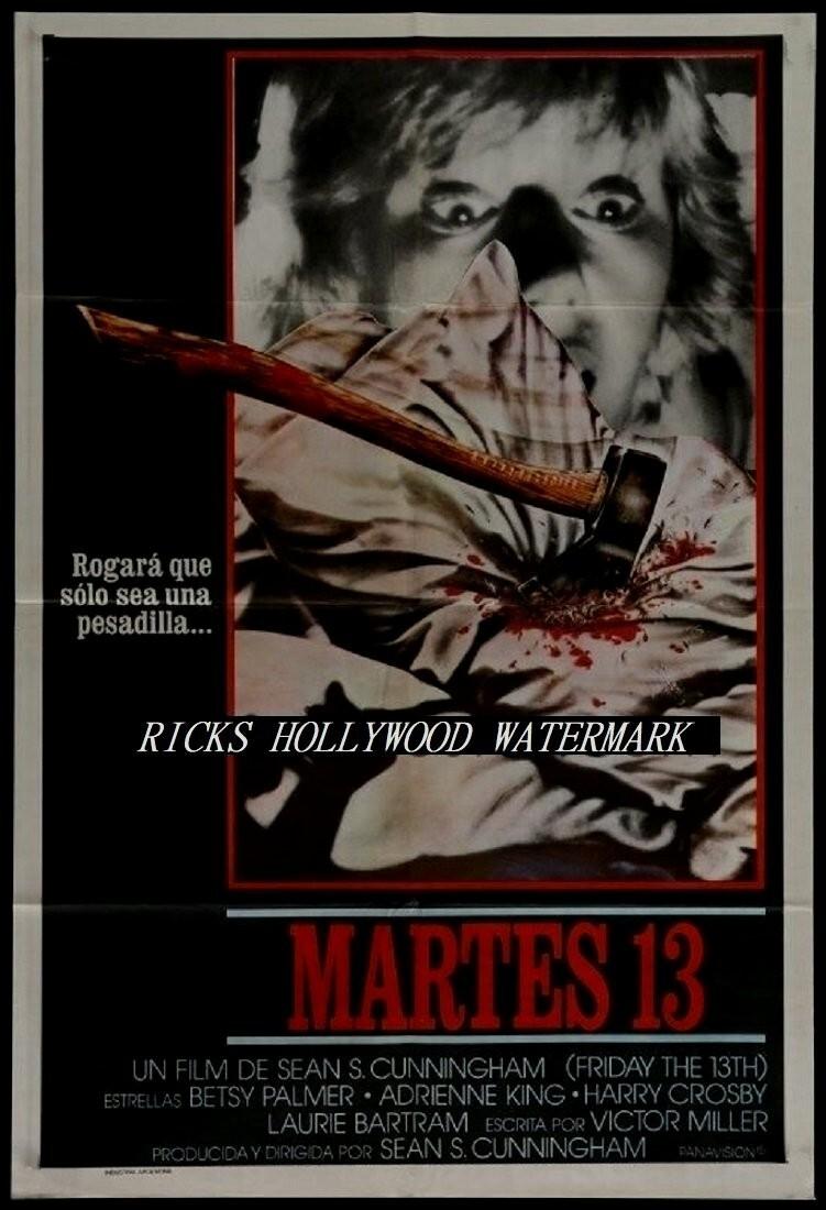 ORIGINAL 1980 FRIDAY THE 13TH aka TUESDAY THE 13TH ARGENTINA 1 Sheet BEST ART